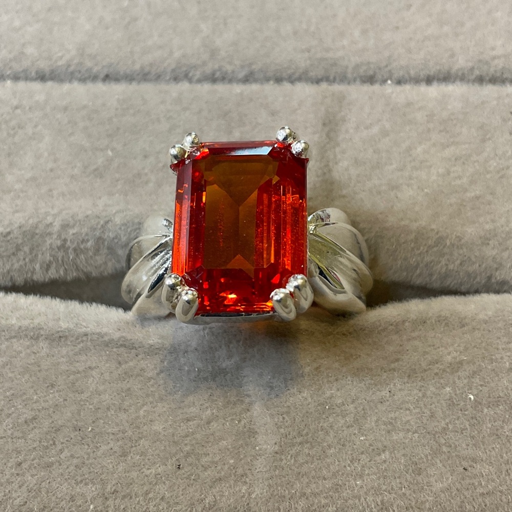Elegant Sterling Silver and Red Gemstone Ring